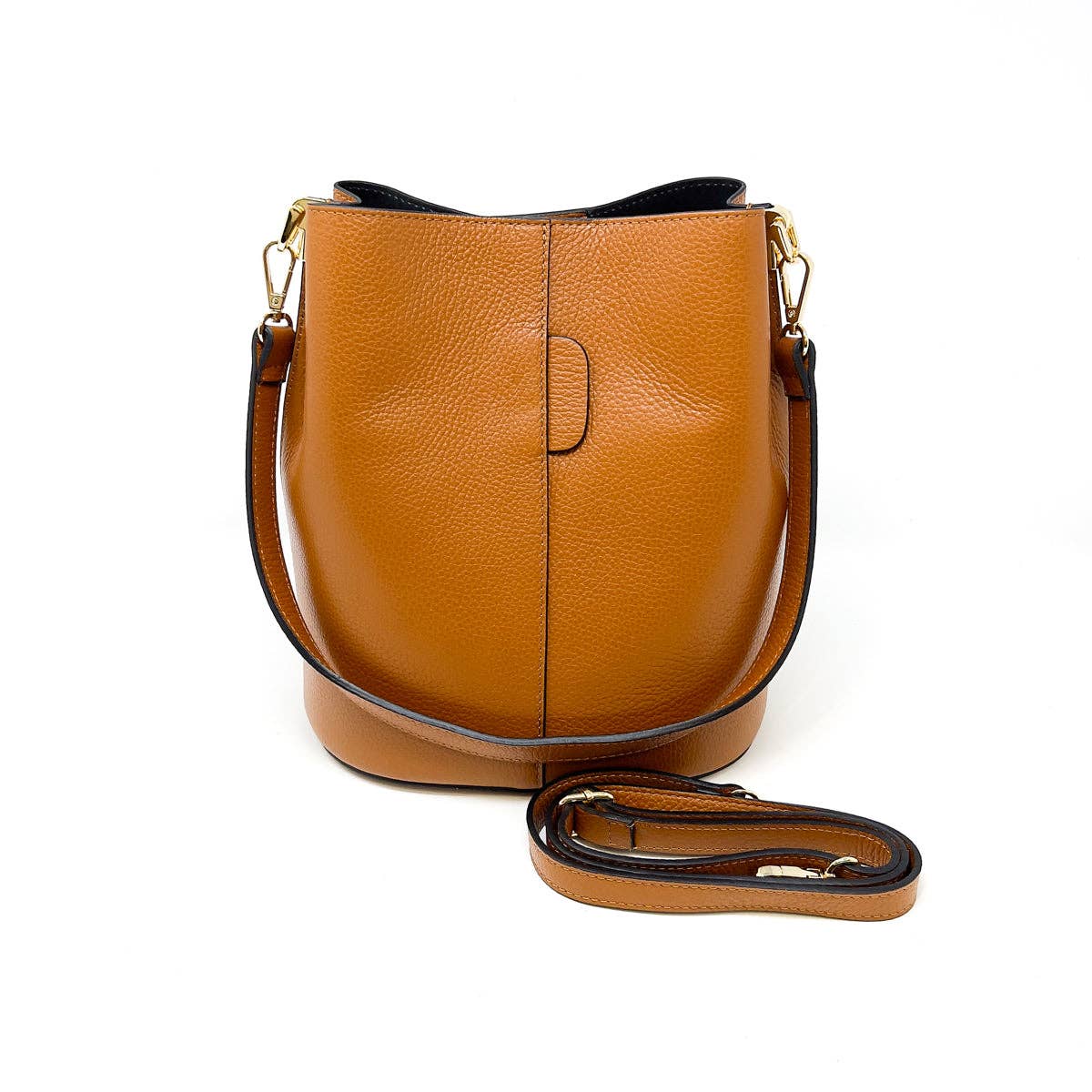 German Fuentes Handbags - GF2554 GENUINE ITALIAN LEATHER BUCKET BAG: CAMEL