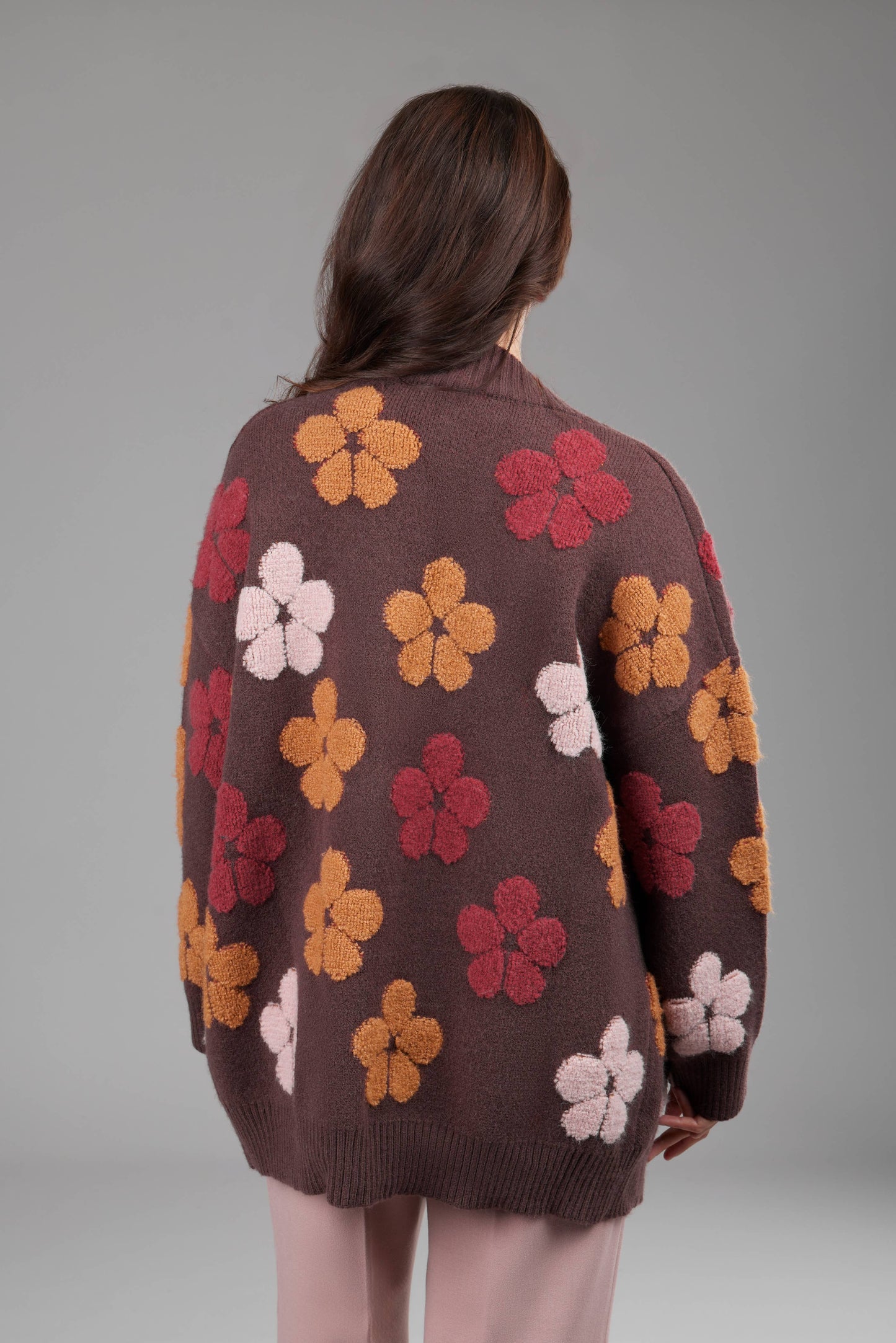 SAACHI - Autumn Floral Knit Cardigan: Green