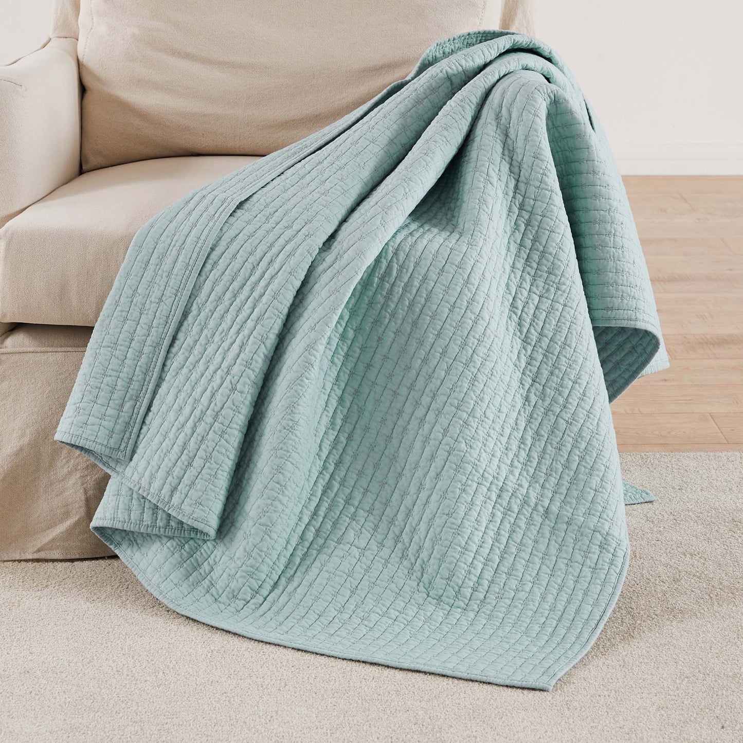 Levtex Home - Cross Stitch Quilted Throw: Cocoa