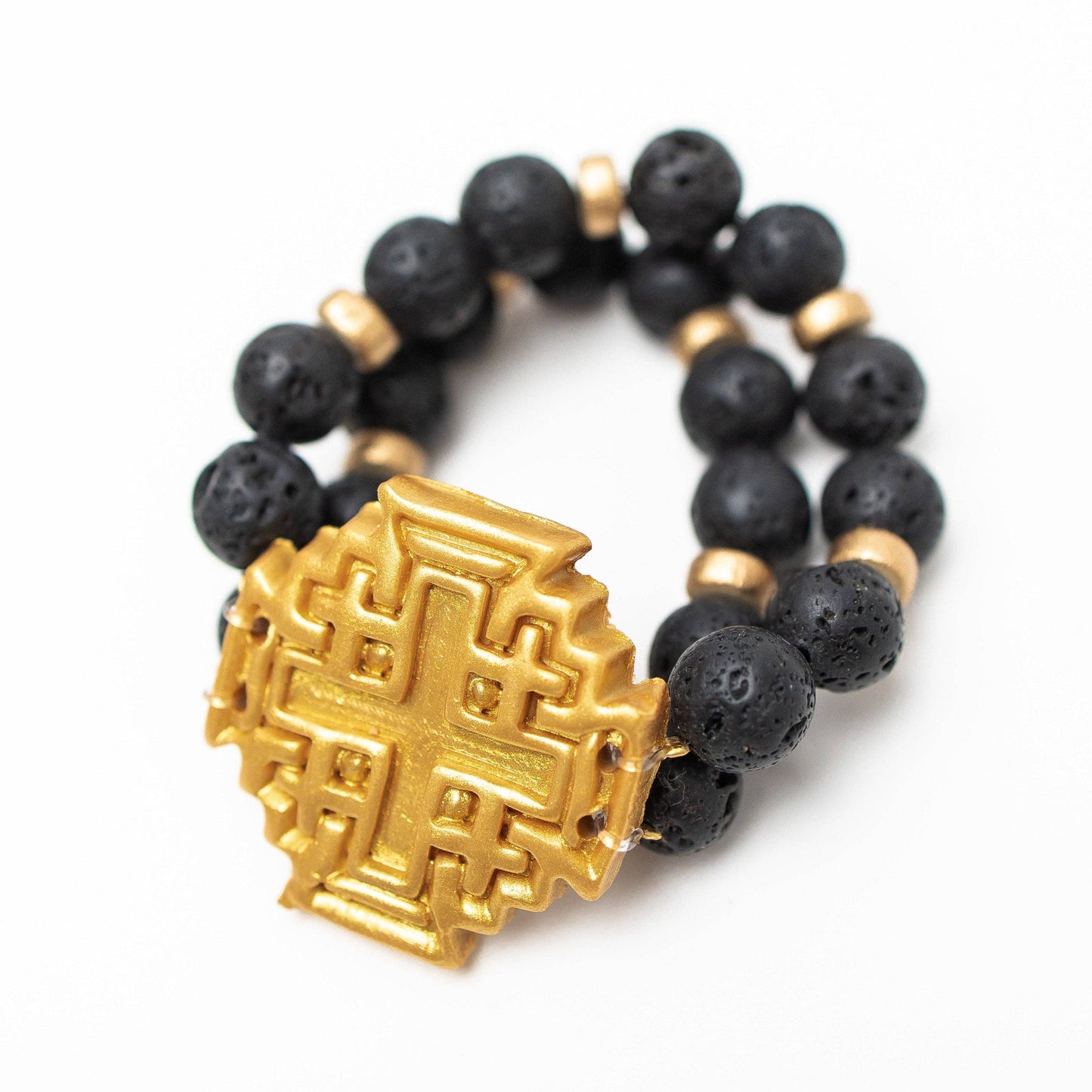 Hidden Truth Jewelry - Black Lava with Jerusalem Cross