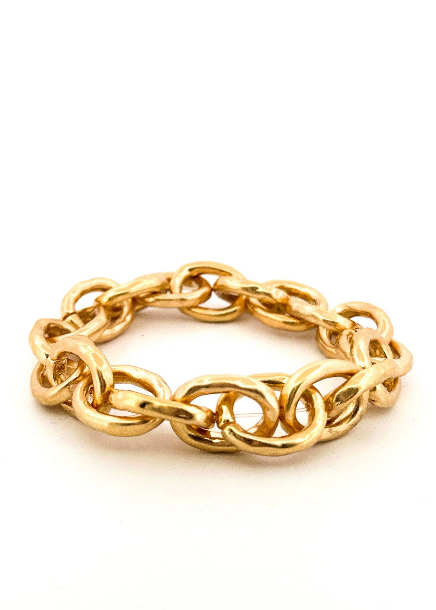 Nette Road Wholesale - Chain Link Stretch Bracelet: Worn Gold