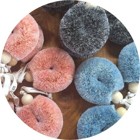 Ethical Global - Spa Shower Puff Body Brushes - Handmade - All Natural: Black