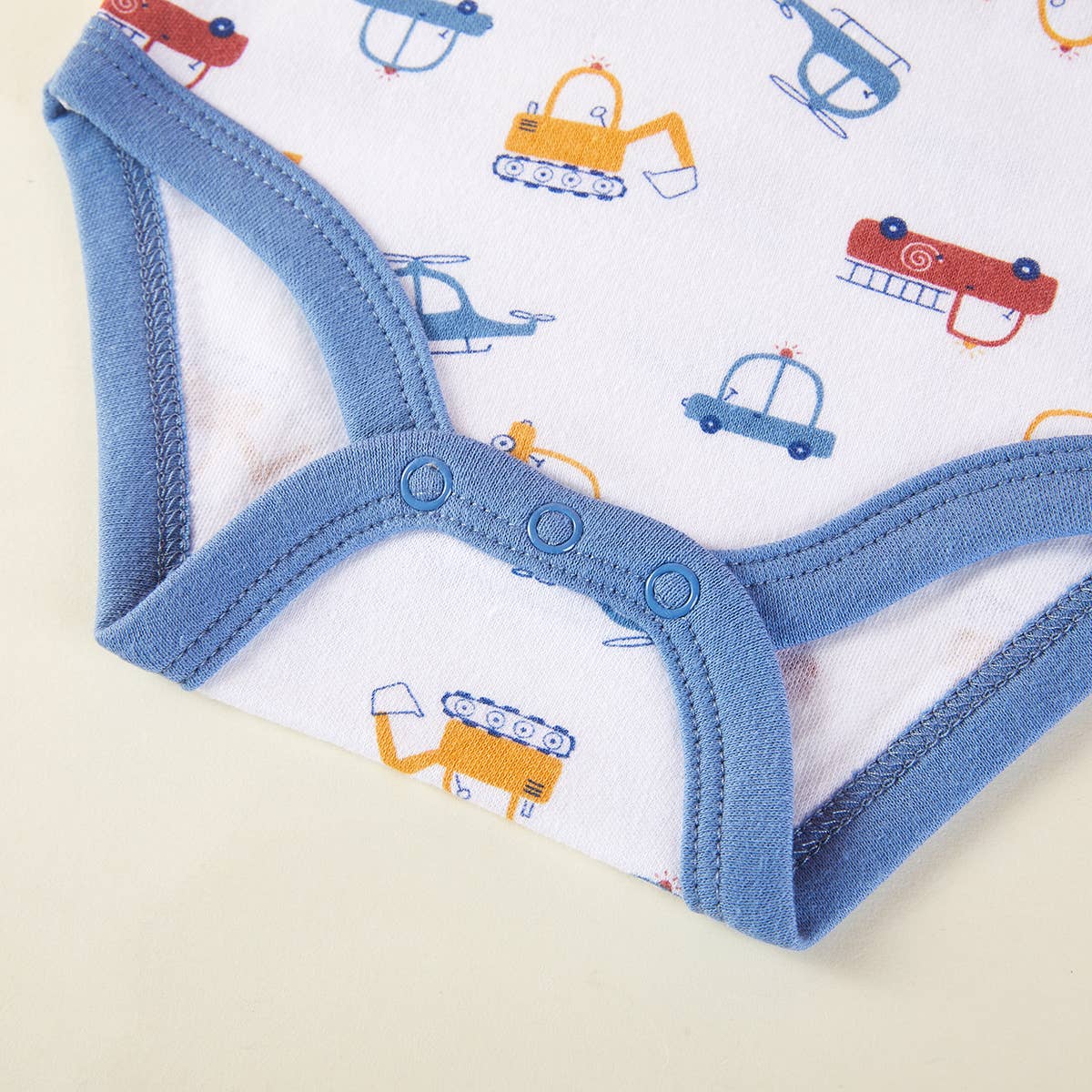 Lollipop Dreams - Pack of 3 Baby Boys Excavator Pattern Bodysuits Short Sleeve: 3-6M