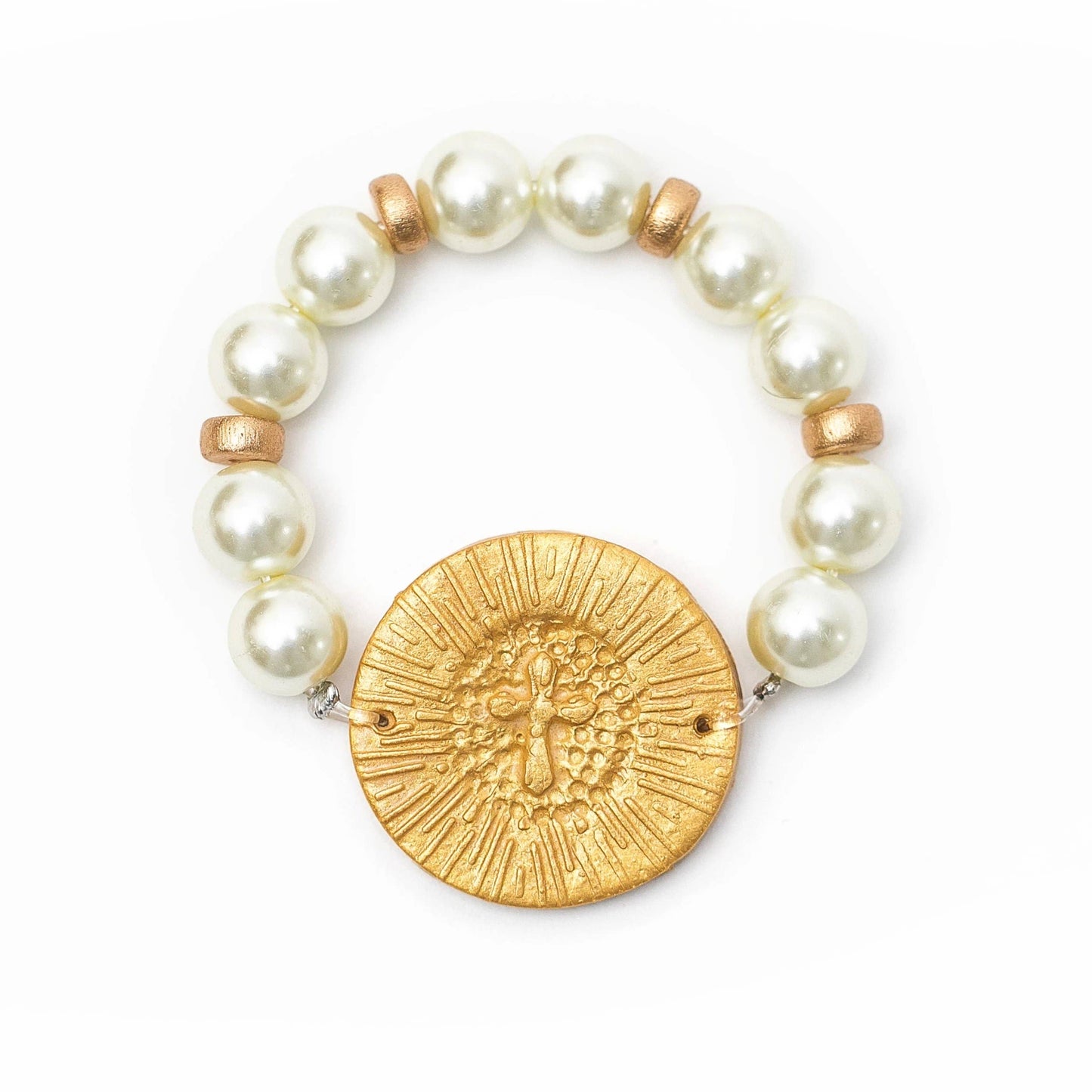 Hidden Truth Jewelry - Pearl with Victory Cross Bracelet