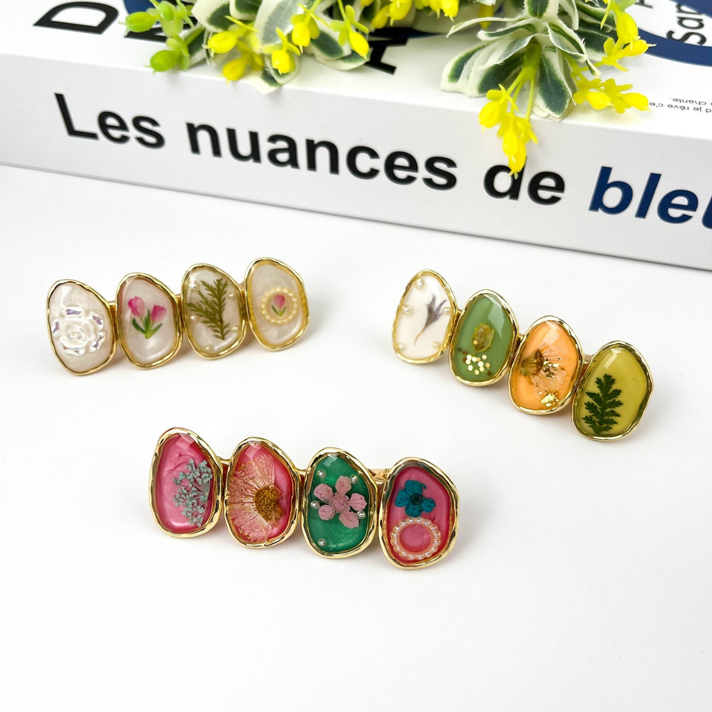 TheDivaSoap - Retro Flower Duckbill Clip, High Quality Hair Clip: Green