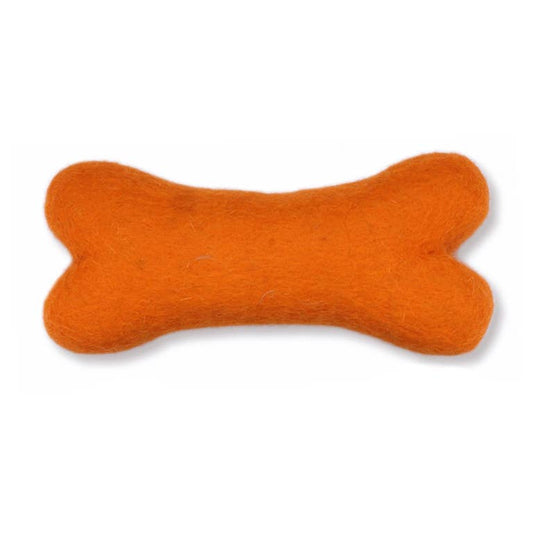 Ethical Global - Eco Wool Dog Bones/Toys: Fun Colors (Fair Trade): Orange / Large