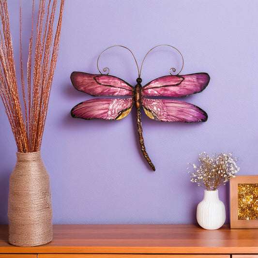 Eangee Home Design - Dragonfly Wall Decor Purple, Capiz & Metal, Indoor / Outdoor