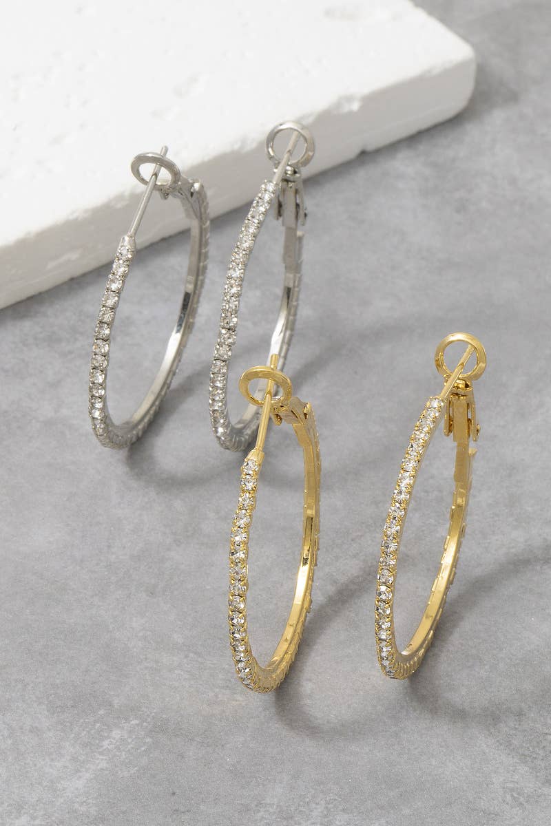 The Looks by Fame Accessories - 14K Gold Dipped Cz Inside Out Hoop Earrings: GD