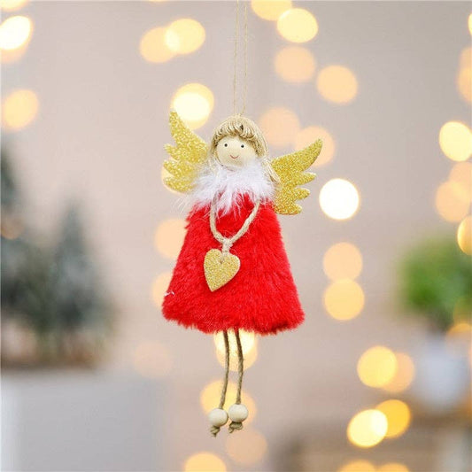 Ekartini - Christmas Plush Angel Girl Ornament: Red