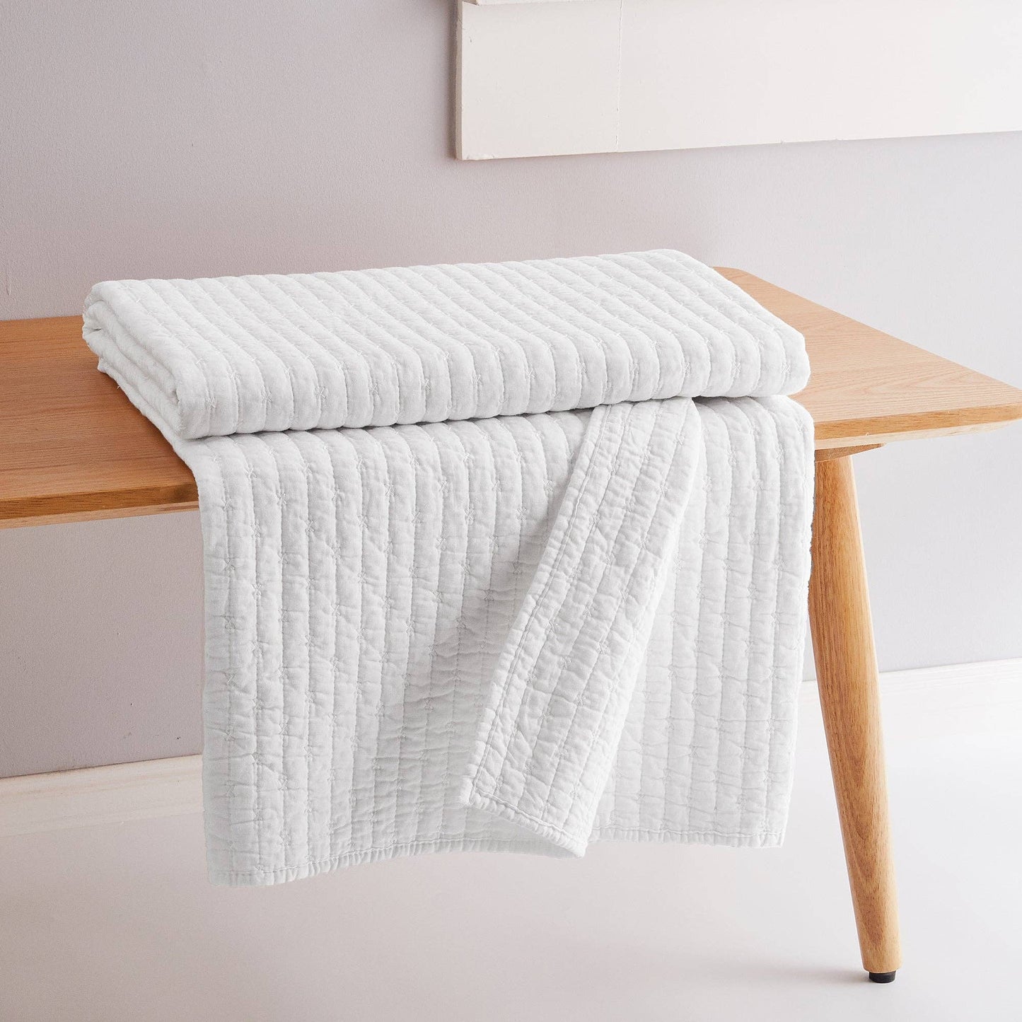 Levtex Home - Cross Stitch Quilted Throw: Cream