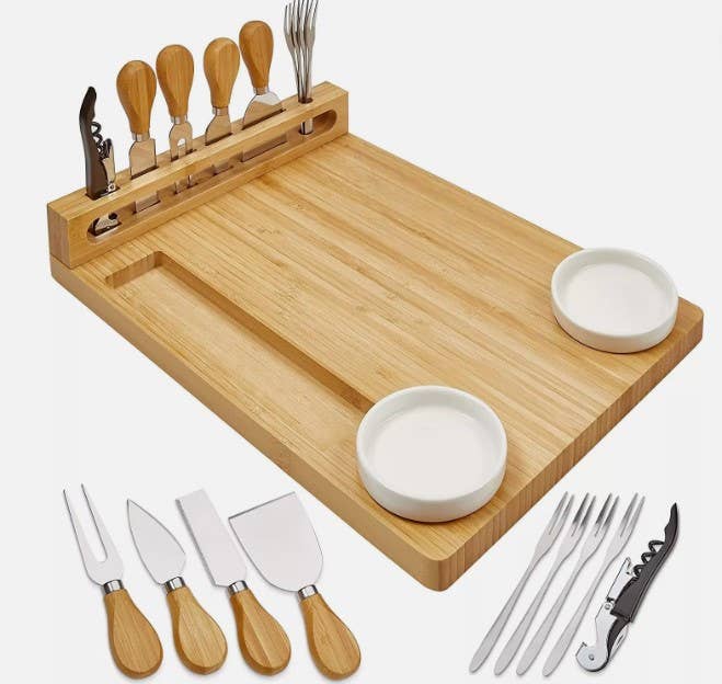 Merchandise Unlimited - Bamboo Charcuterie Board - Exquisite Cheese Board and Knife