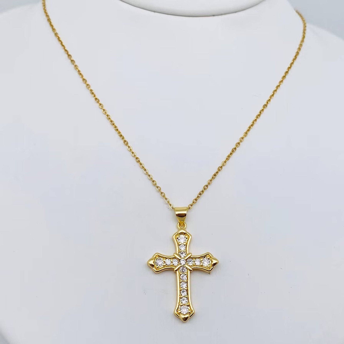 Mio Queena - Multi-Style Inlaid Cubic Zirconia Cross Pendant Necklace: 1#