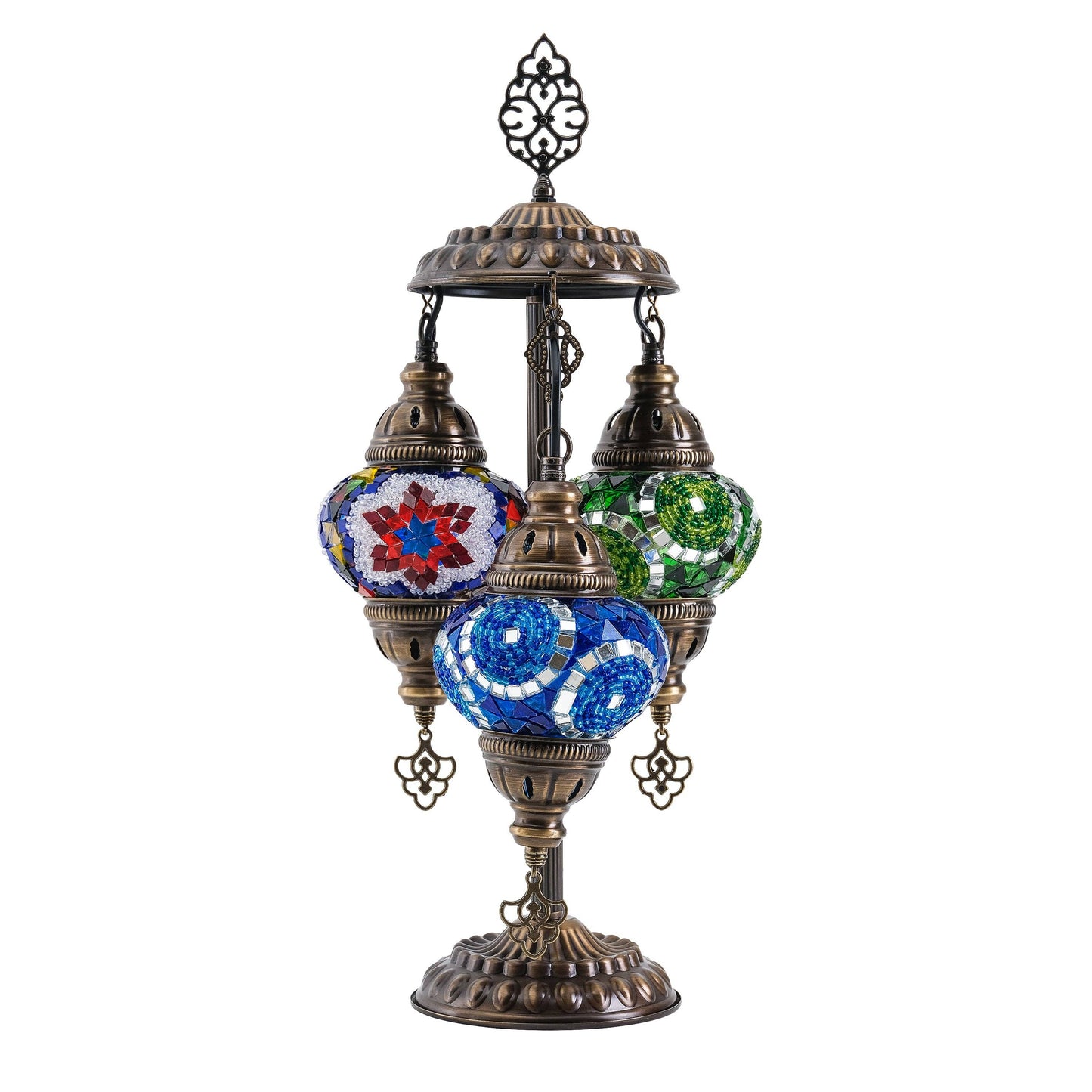 Mozaist - 3-Globe Turkish Mosaic Table Lamp (Multicolor)