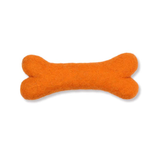 Ethical Global - Eco Wool Dog Bones/Toys: Fun Colors (Fair Trade): Orange / Small