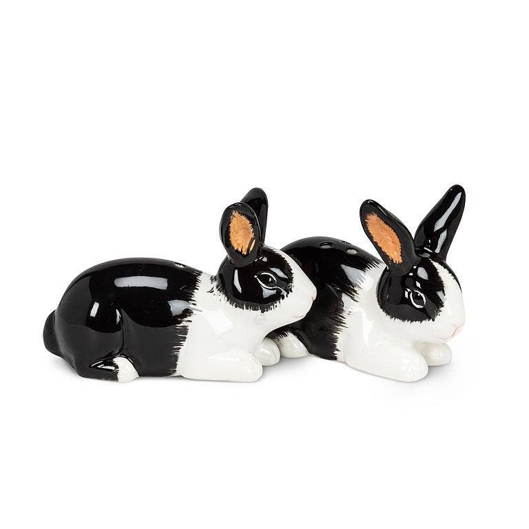 Abbott - Dutch Rabbit Salt and Pepper Shakers-Black and White-3.5"L