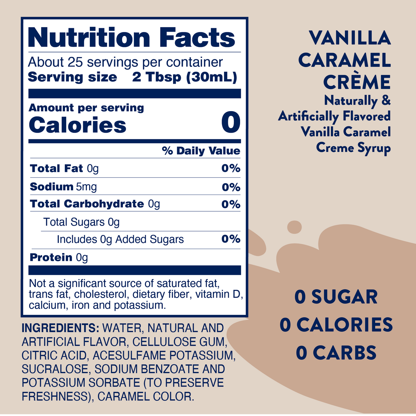 Jordan's Skinny Mixes - Sugar Free Vanilla Caramel Creme Syrup