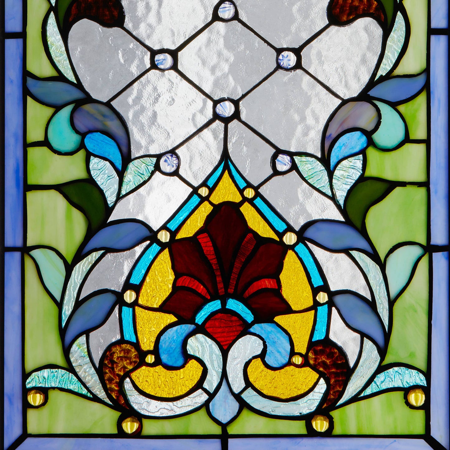 River of Goods - 19"H Alice Flower and Vine Stained Glass Window Panel