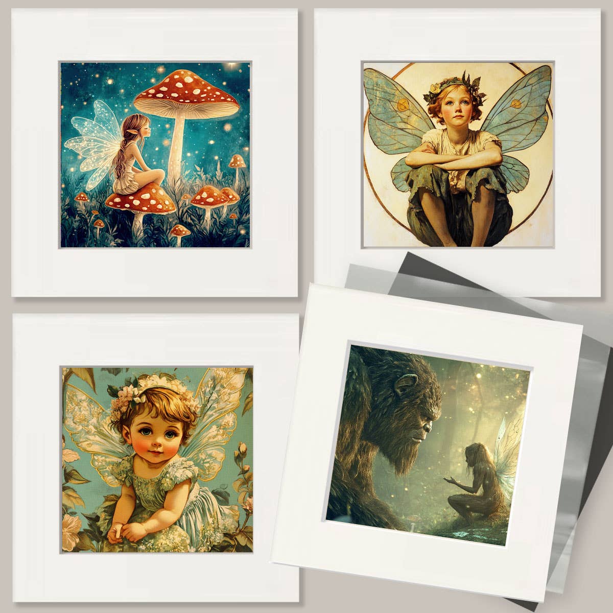 Mowbi - Grunge Fairy Friends - Fairies Wall Art Prints – 8″x10″ Artwork for 11″x14″ Frame