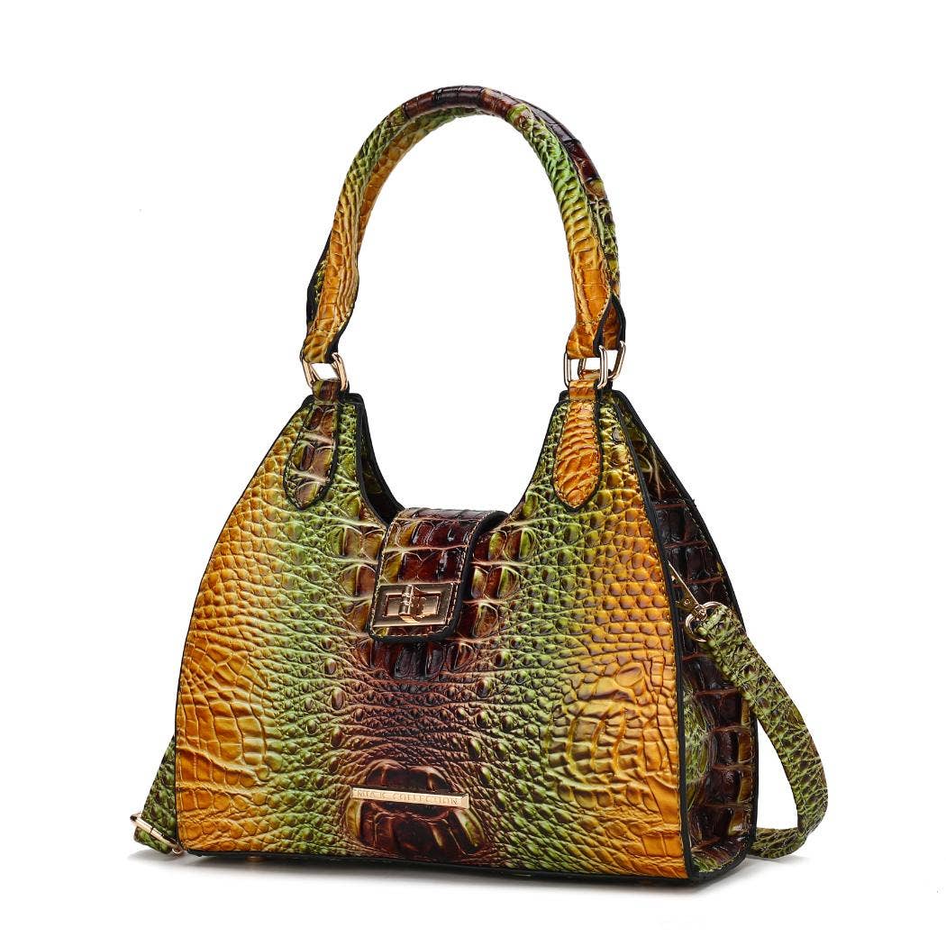 MKF Collection - MKF Ava Gradient Rainbow Faux Crocodile Embossed Tote Bag: Coral