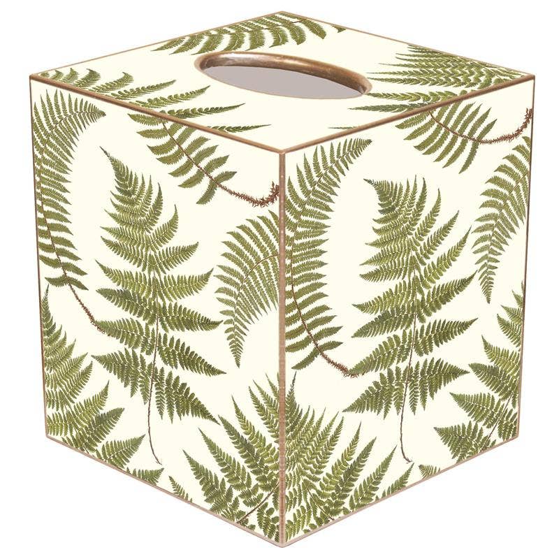 Marye-Kelley - Ferns on Cream Tissue Box Cover: Paper Mache