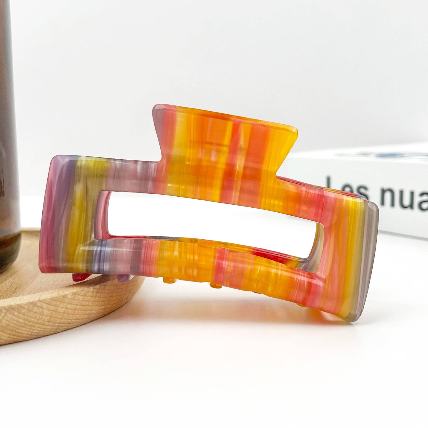 TheDivaSoap - Rectangular Acetate Hair Claw, Premium Quality Hair Clip: Multi-Colored