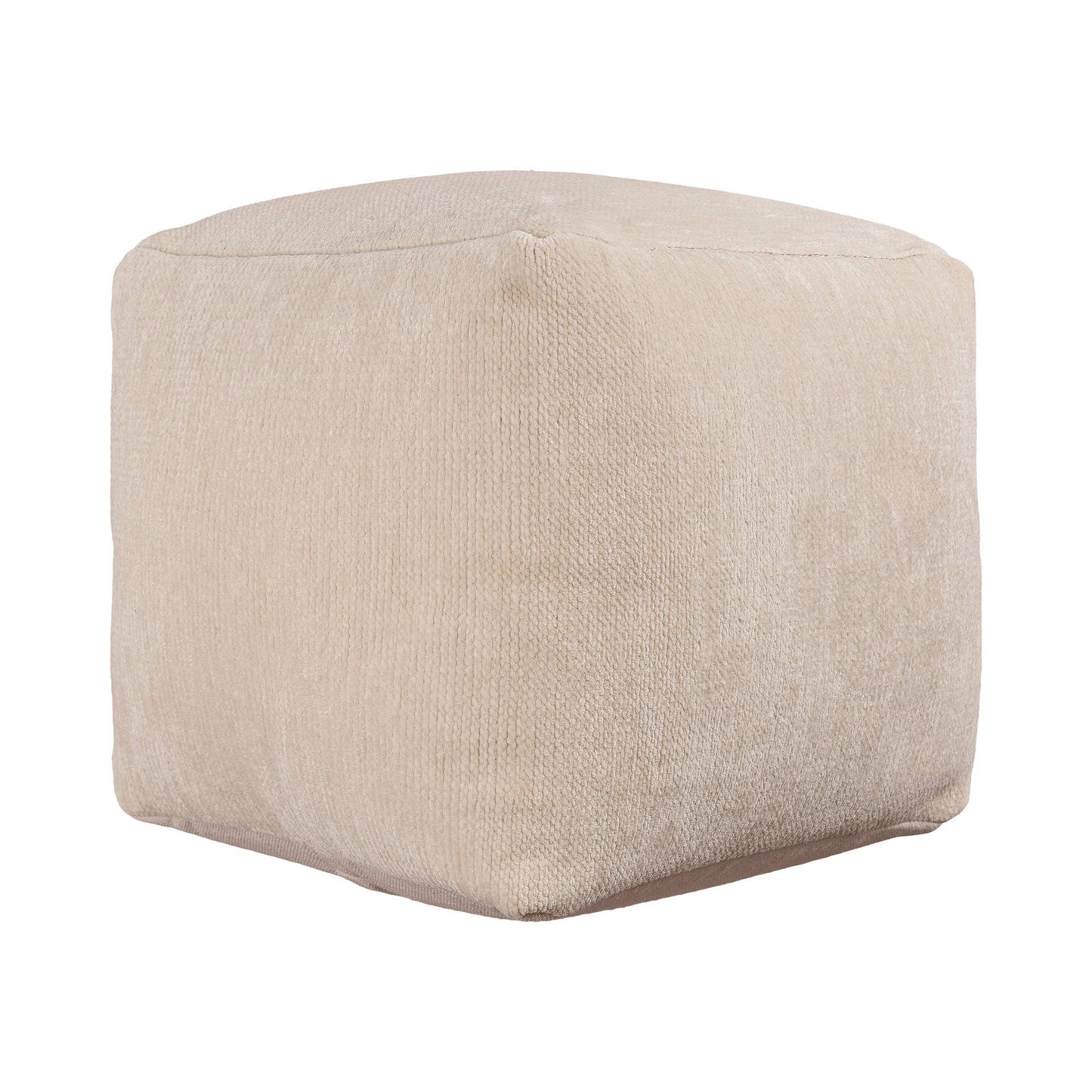 LR Home - Yaar Transitional Solid Chenille Indoor Pouf: Navy