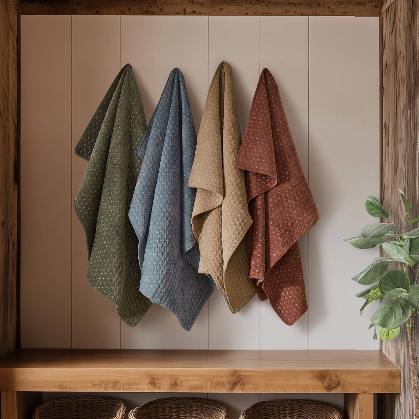 Levtex Home - Velvet Stitch Quilted Throw: Rust