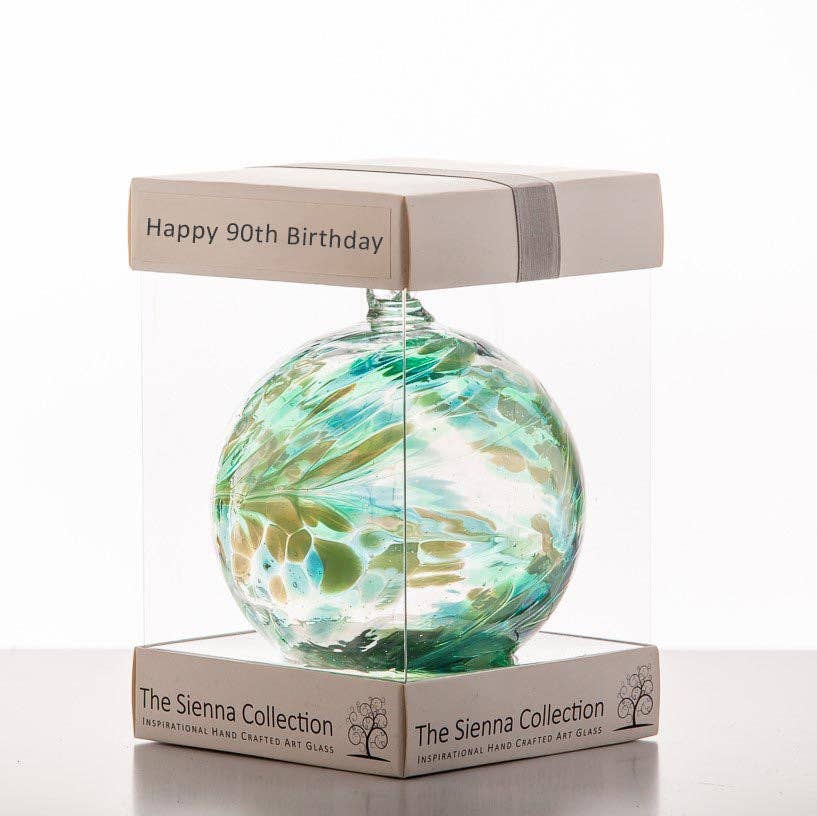 Sienna Glass - 10cm Friendship Ball - Happy 90th Birthday
