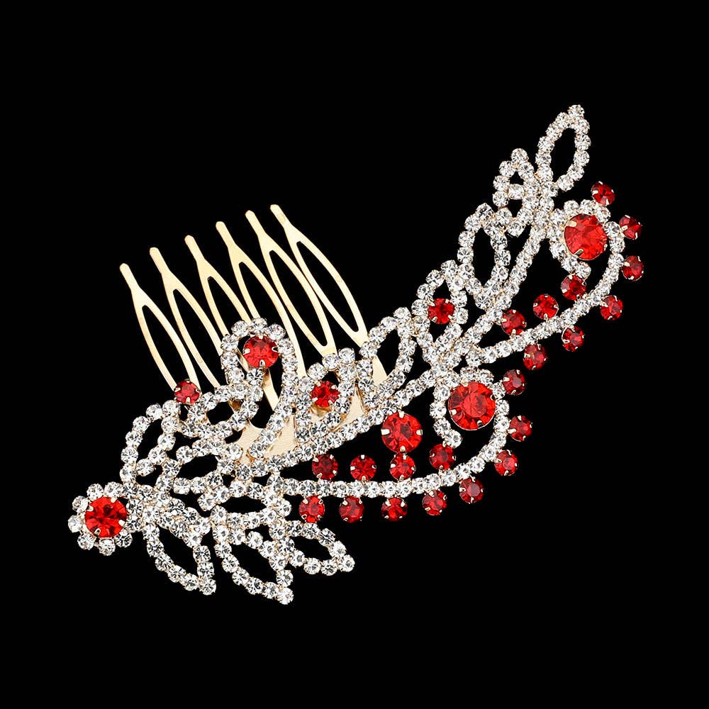 Sensibling Corp. - Round Stone Cluster Embellished Rhinestone Paved Hair Comb: AB,Gold