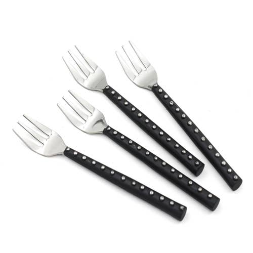 India Handicrafts Inc - Stainless Steel Fork Set, Black Handle