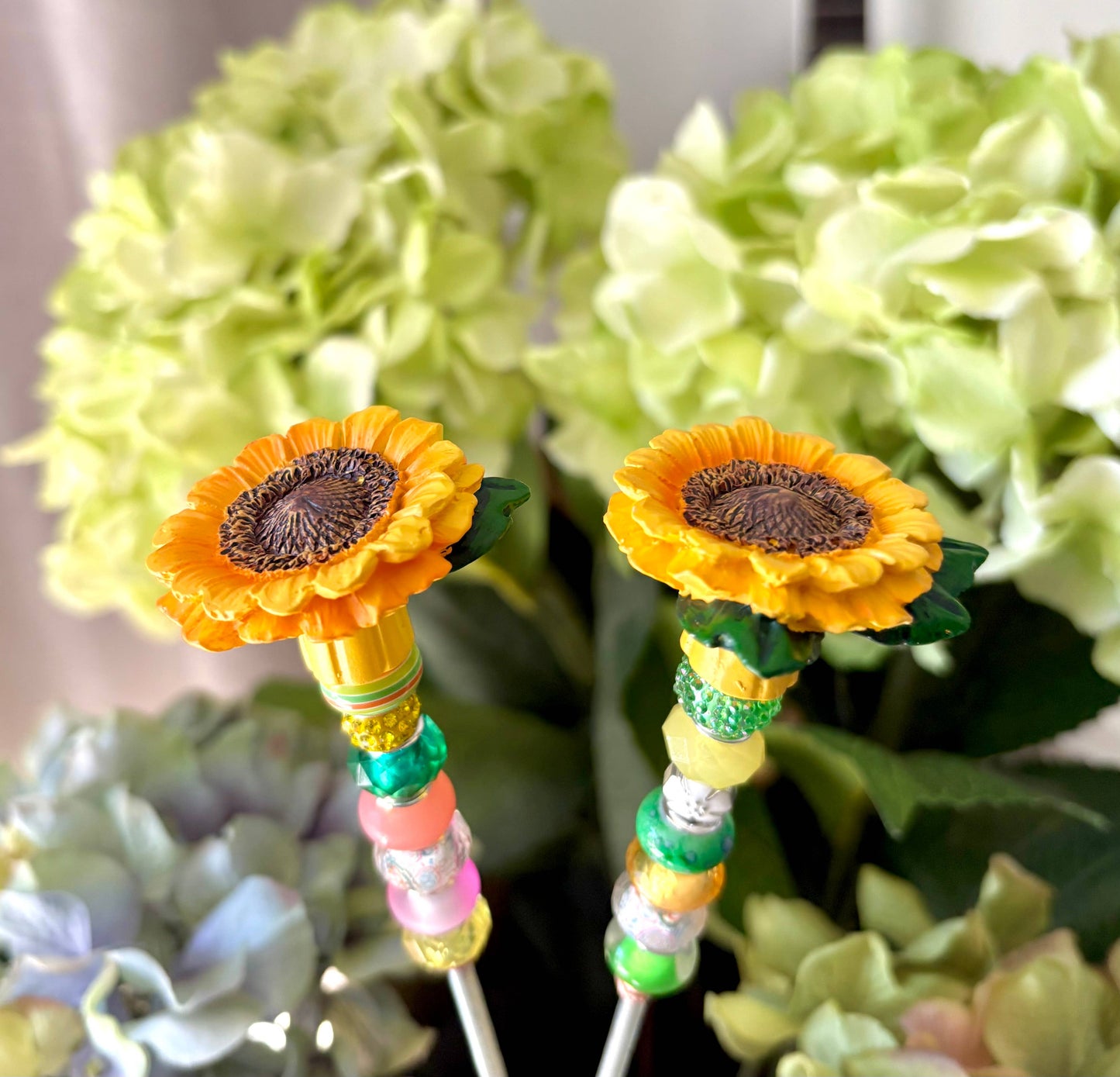 Sea of Bliss Shop - Fairy Garden Plant Stakes, Sun Catcher, Handcrafted: Orange / No Charm / 13 inch