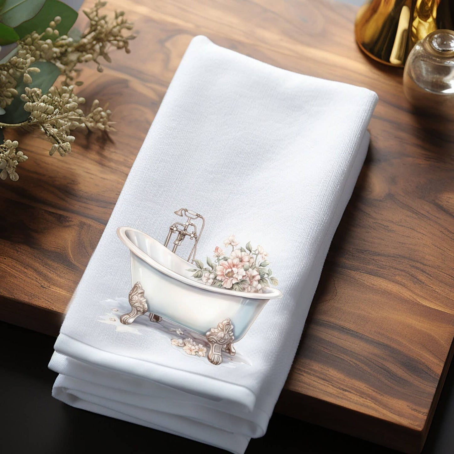 Fernville Creations - Vintage Luxury Floral Fingertip Towel for Bathroom and Spa