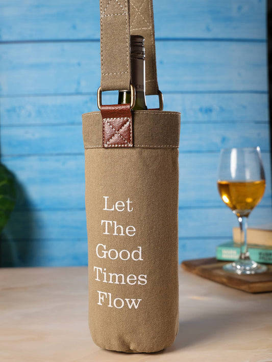 Mona B. - GOOD TIMES FLOW Up-Cycled Canvas Wine Tote Bag