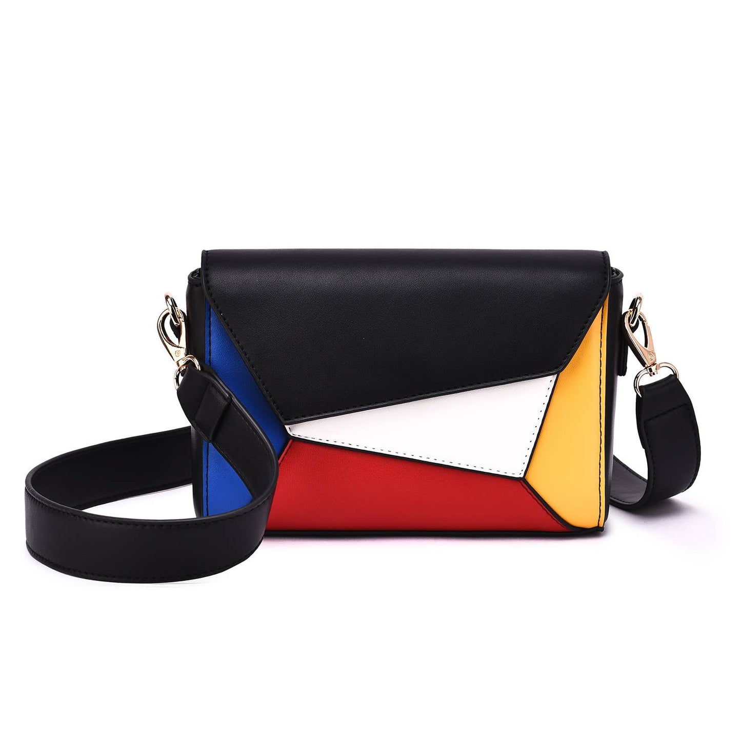 Mellow World - Sylvie Tonal Structured Flap Crossbody: Multi Black