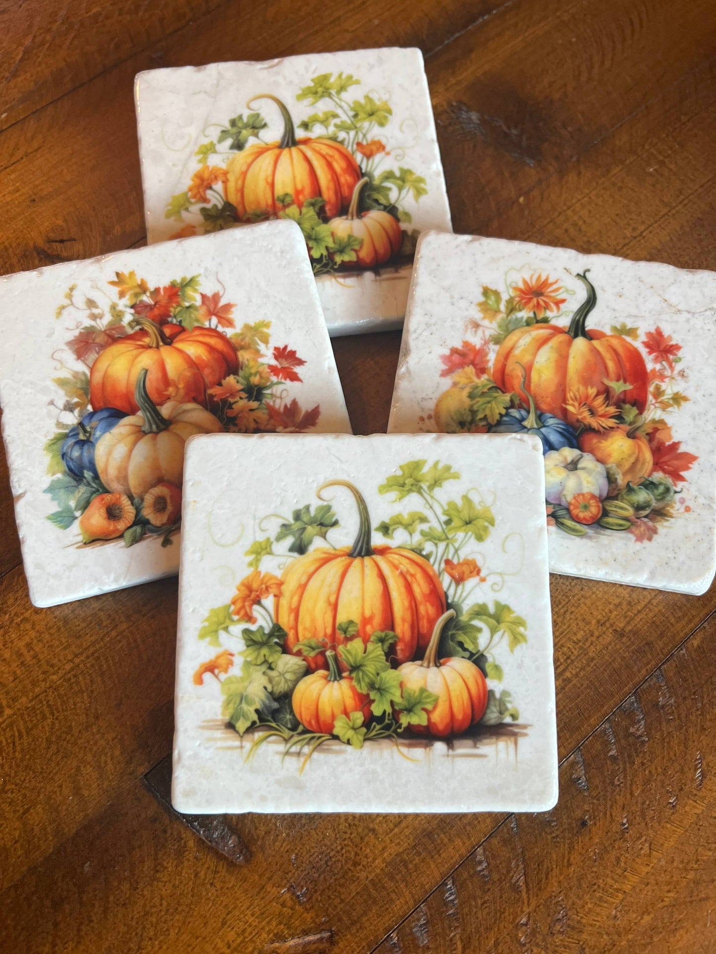 The Painted Lily - Pumpkin Bouquet stone coasters - case of 8