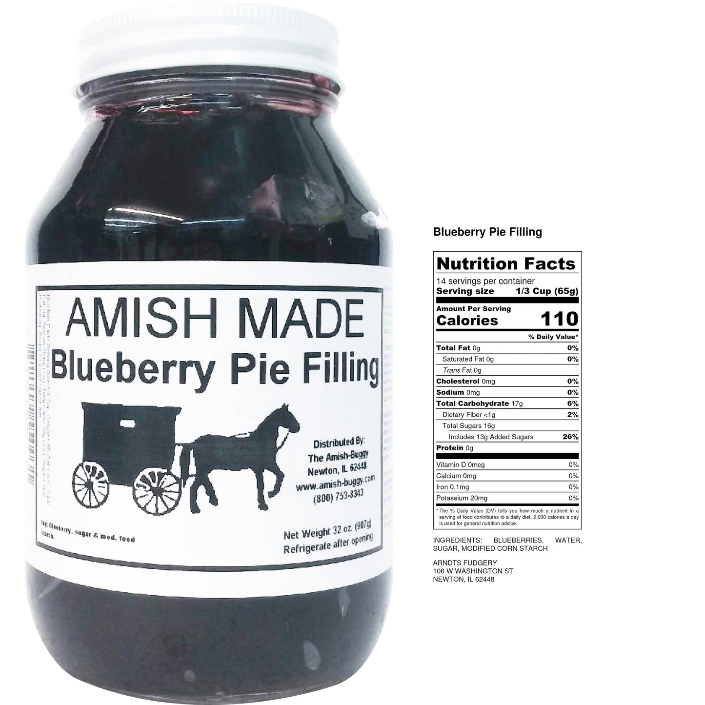 Arndt's Fudgery LLC - Amish Pie Filling - 32 Oz Jar: No Sugar Added Apple
