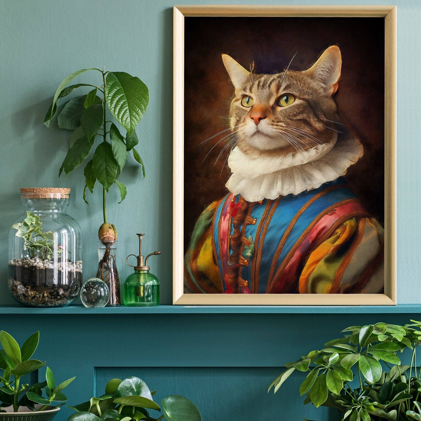 Ink & Drop - Rainbow Cat Animal Portrait Print: 11 ¾ x 15 ¾ in | 30x40 cm / Matte