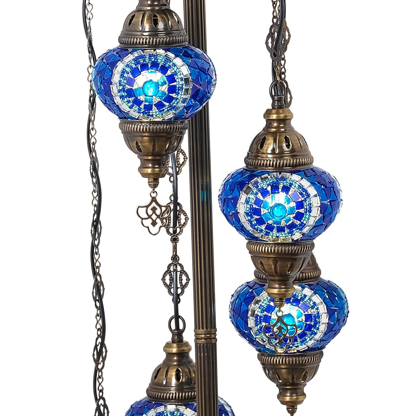Mozaist - 5-Globe Turkish Mosaic Floor Lamp (Blue)