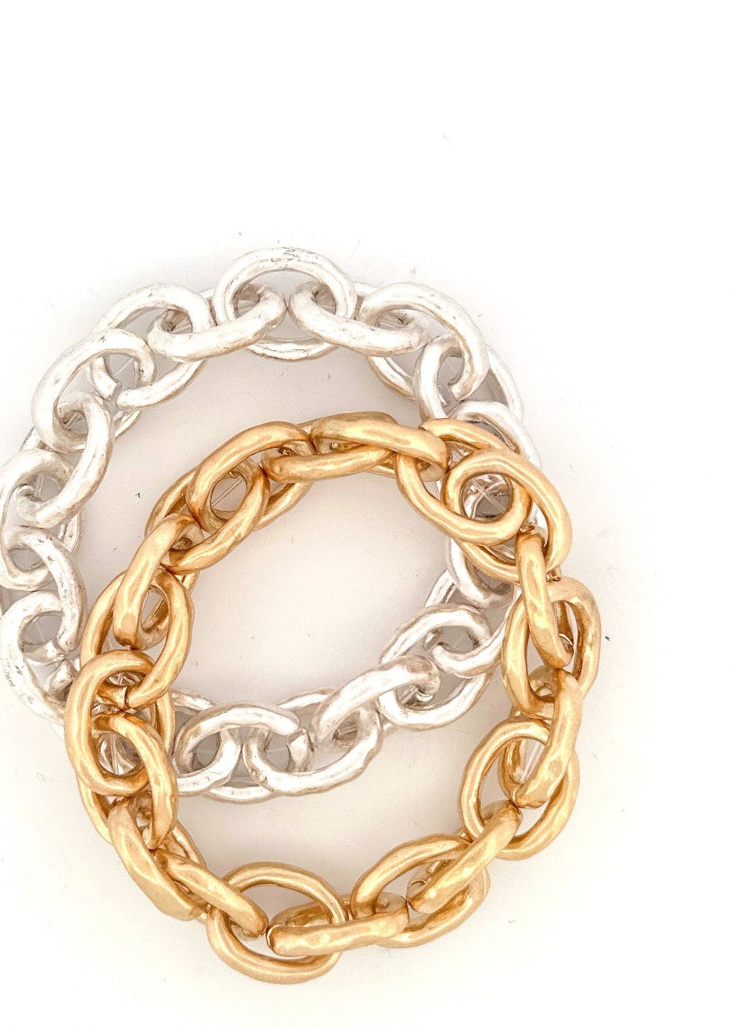 Nette Road Wholesale - Chain Link Stretch Bracelet: Worn Gold