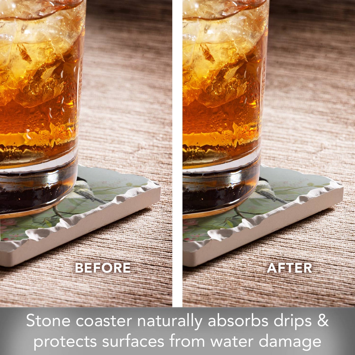 CounterArt/Highland Home/Thirstystone - Chickadees #1 Single Absorbent Stone Tumbled Tile Coaster