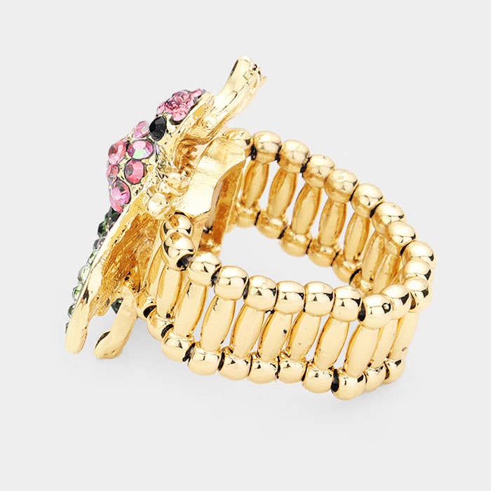 Sensibling Corp. - Crystal Honey Bee Stretch Ring: Aqua