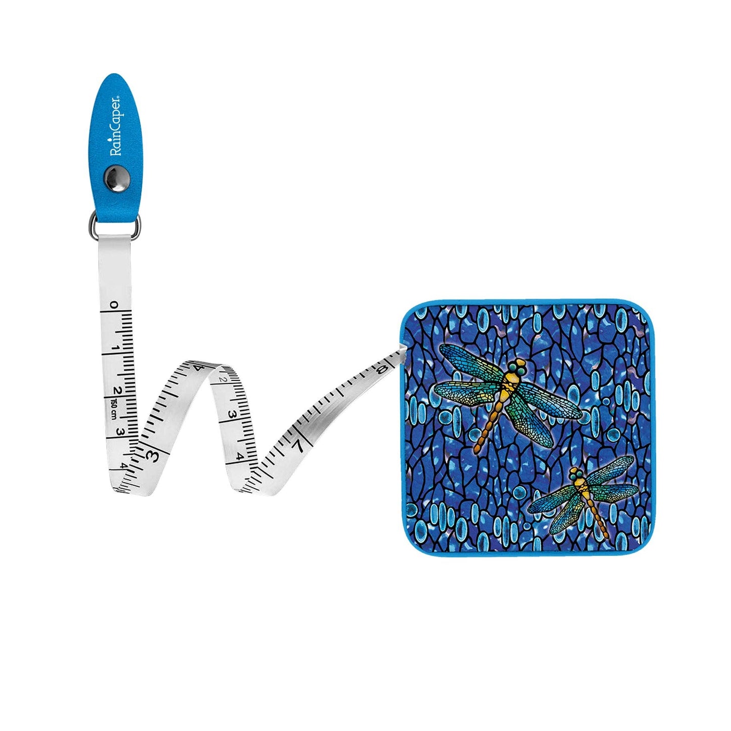 RainCaper - Tiffany Dragonfly (Blue) Compact Retractable Tape Measure – Dual-Sided, 60"/150cm