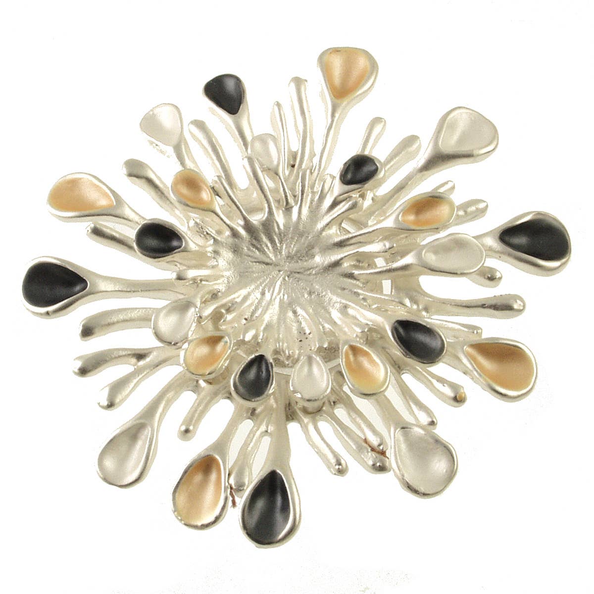 Origin Jewelry - Sunburst Magnetic Brooch in Tri-Tones: Silver Gold