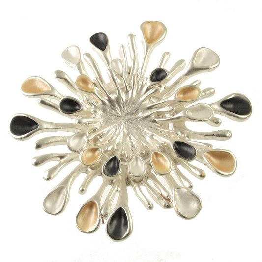 Origin Jewelry - Sunburst Magnetic Brooch in Tri-Tones: Silver Gold
