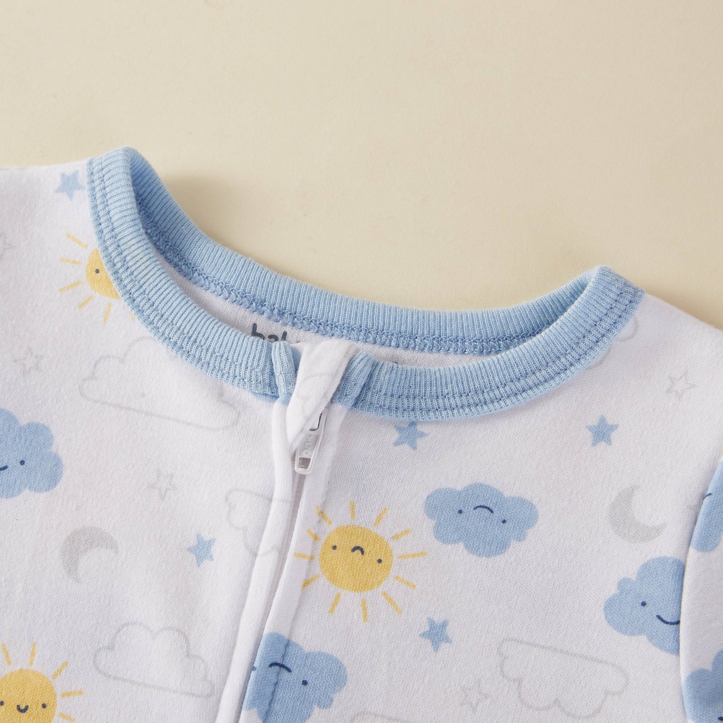 Lollipop Dreams - Cloud Sun Star Moon Pattern Zipper Footie Pajamas Romper: 3-6M
