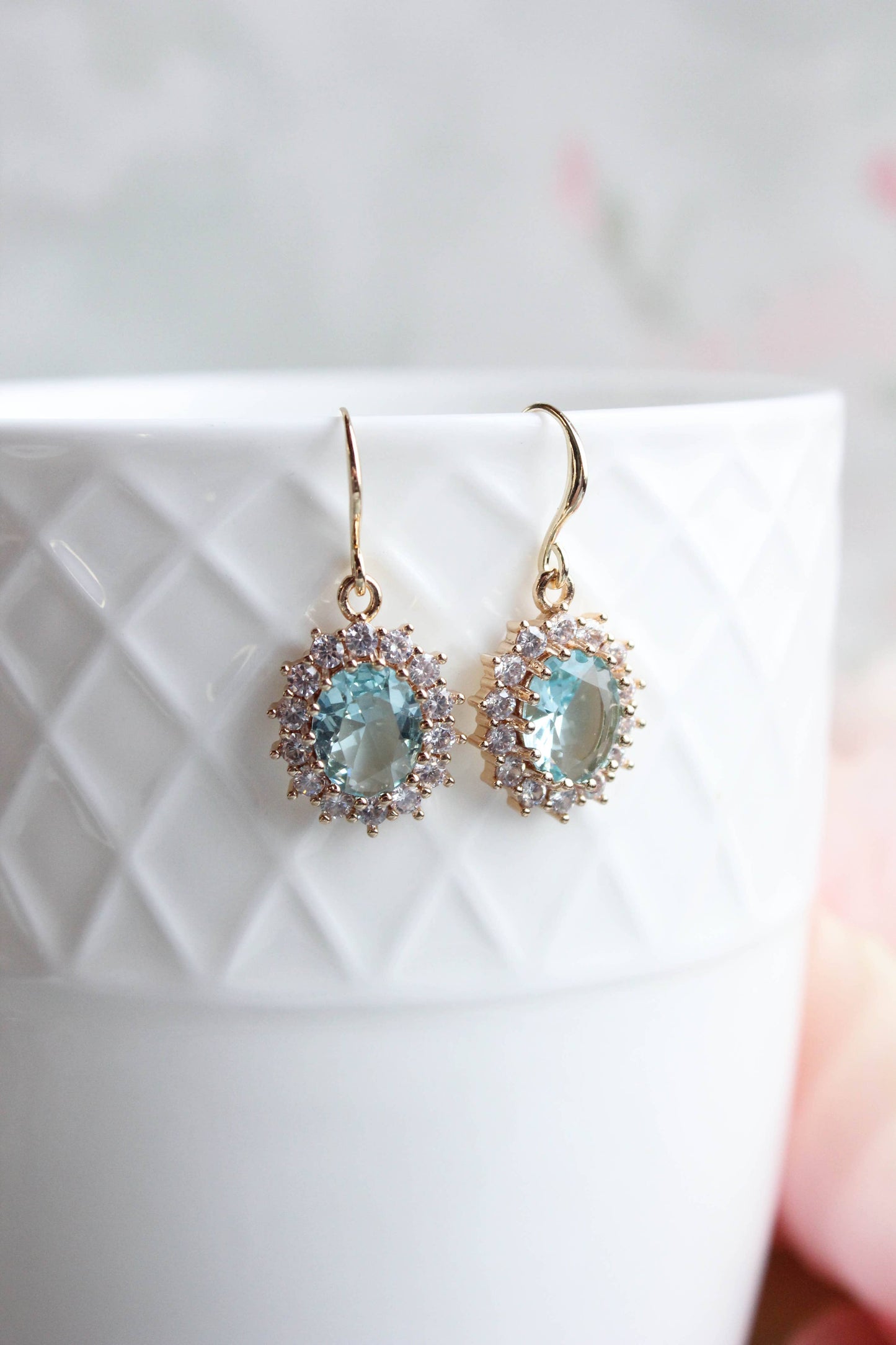 A Pocket of Posies - Aqua Glass Earrings