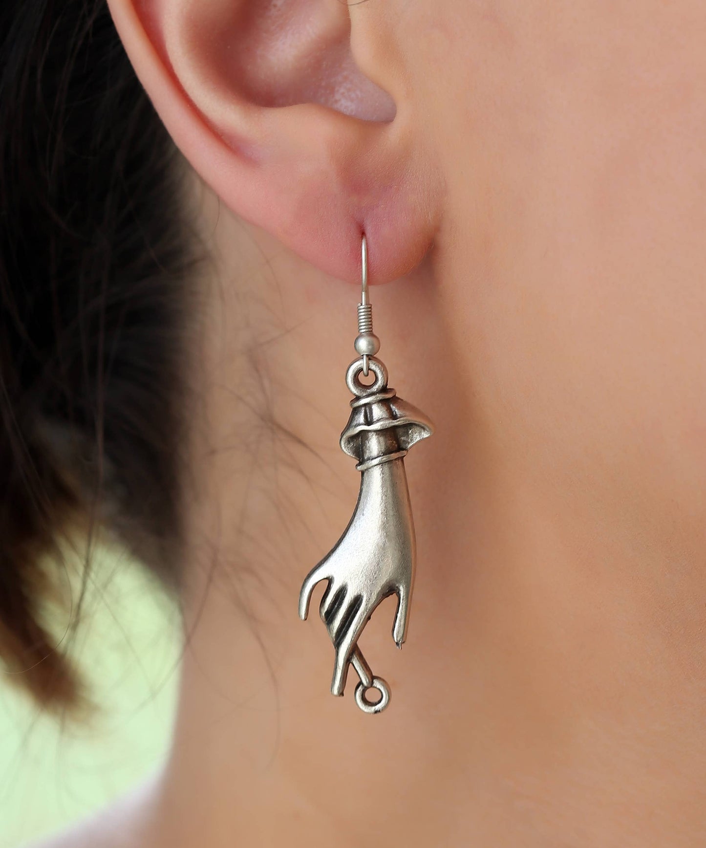 AVENS - Antique Silver Plated Hand Designs Earrings