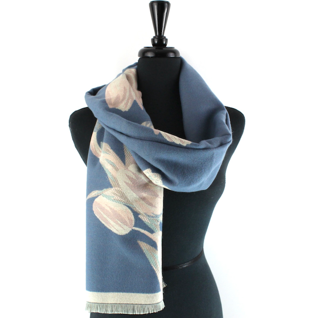 Pretty Persuasions - S23297 Ice Tulips Scarf: 12 Blue/Grey