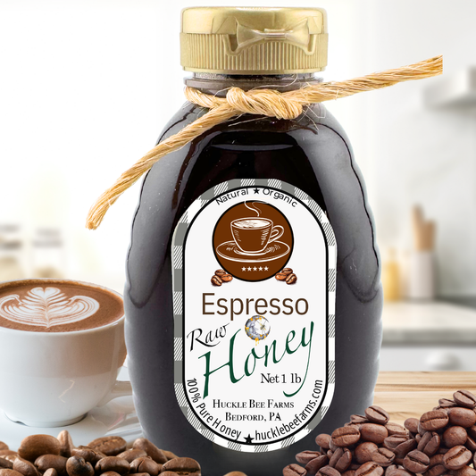 Huckle Bee Farms LLC - Espresso Infused Raw Honey: 1 lb Bottle