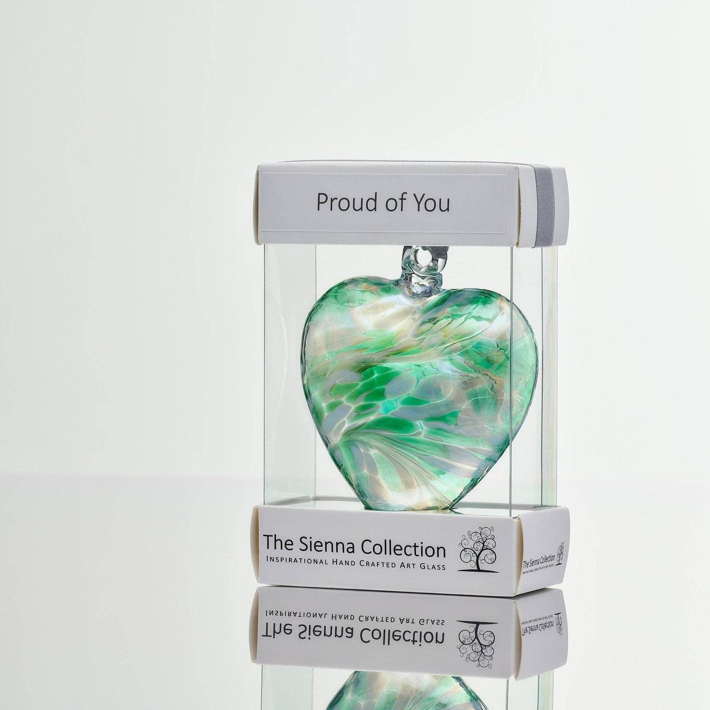 Sienna Glass - 8cm Friendship Heart - Proud of You - Green